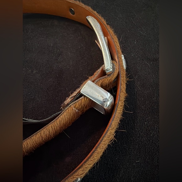 Brighton Leather Hair Studded Vintage Belt M/L 32 Chestnut - Picture 7 of 7